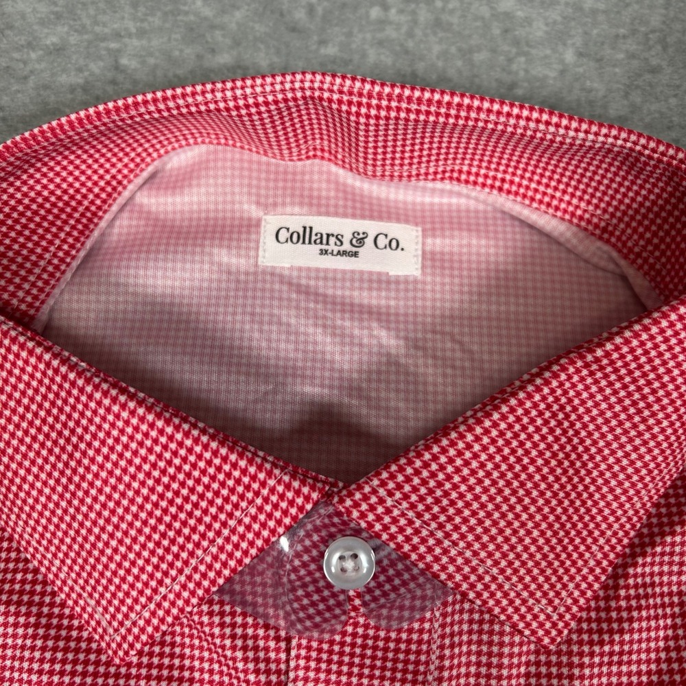 Collars & Co Polo Shirt Mens 3XL Red Gingham Semi Spread Dress Collar NEW NWOT‎ - Picture 4 of 7